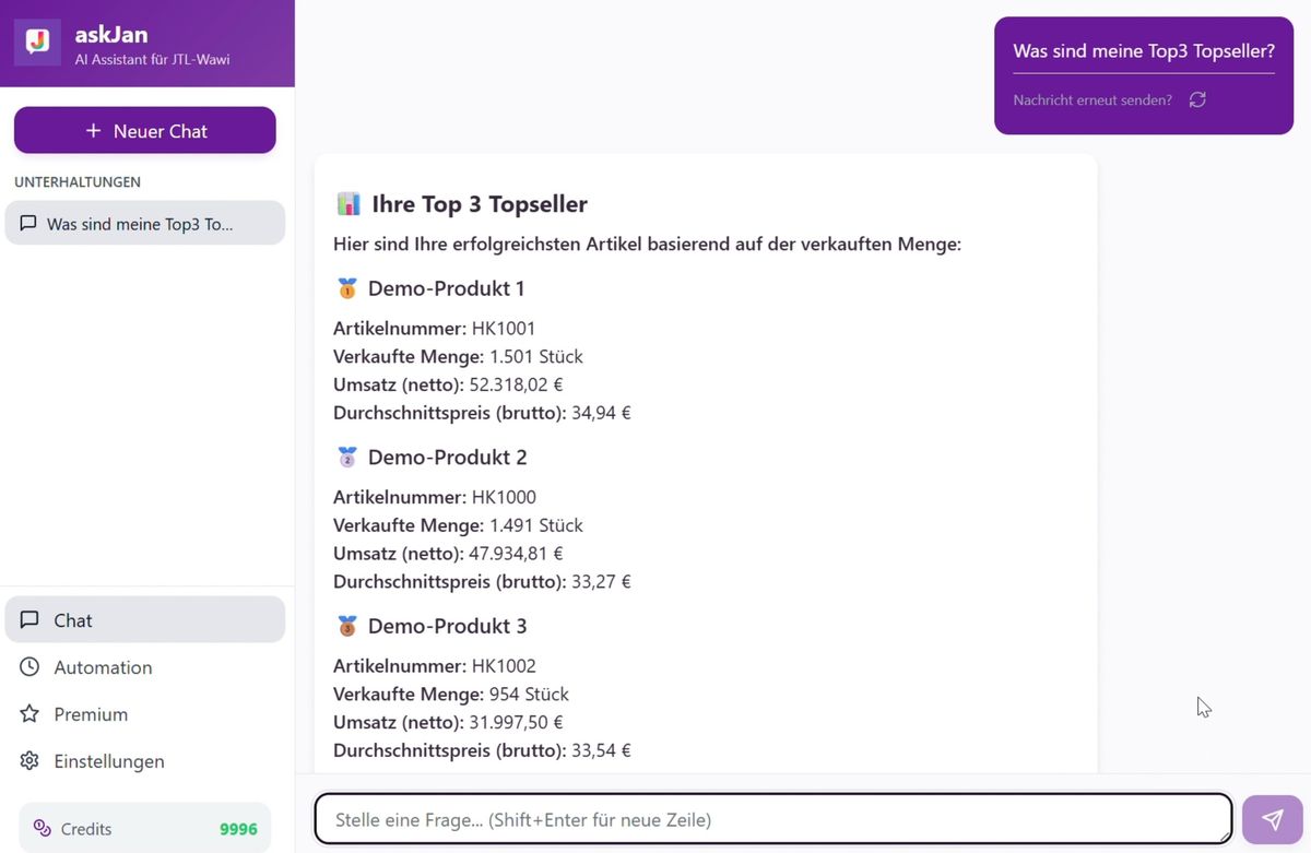 Verkaufsanalyse Demo - Was sind meine Topseller?