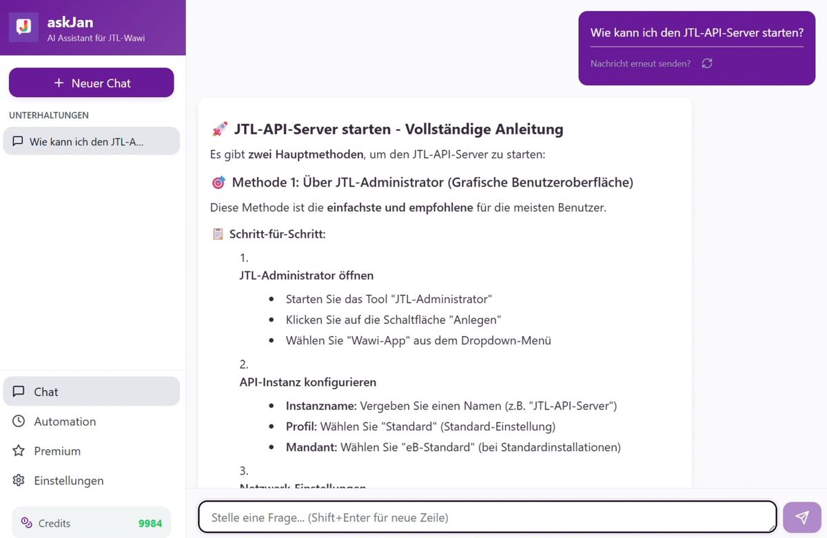 Technischer Support Demo - Wie kann ich den JTL-API-Server starten?